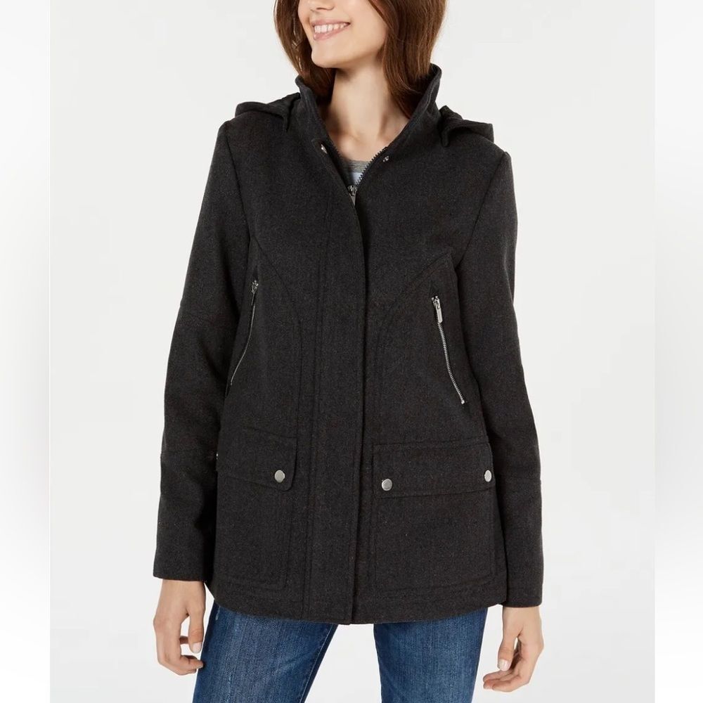 Celebrity Pink Juniors' Hooded Coat Charcoal Size Medium